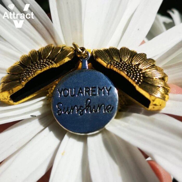 "You Are My Sunshine" Open Locket Sunflower Necklace - Image 7