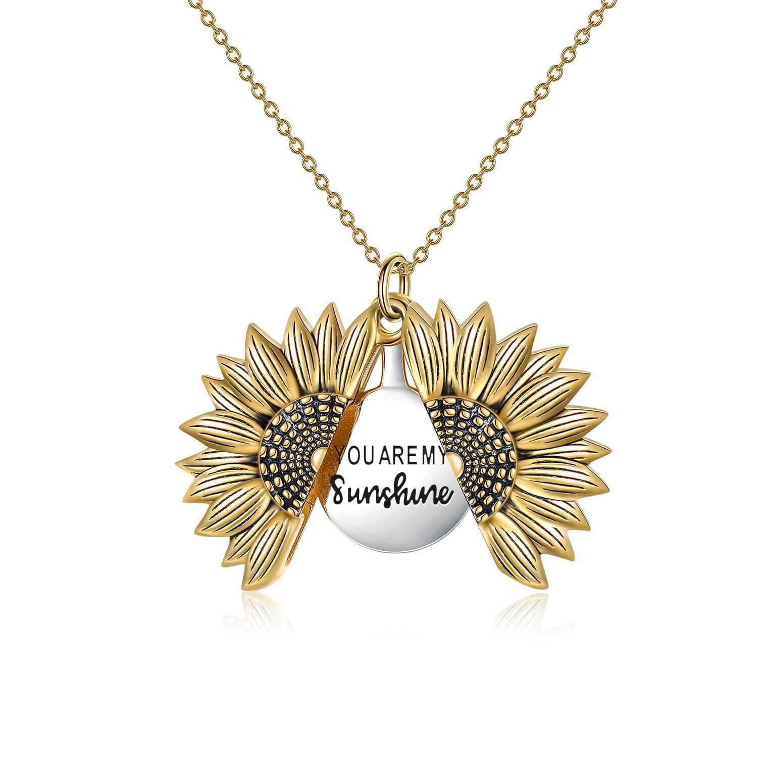 "You Are My Sunshine" Open Locket Sunflower Necklace