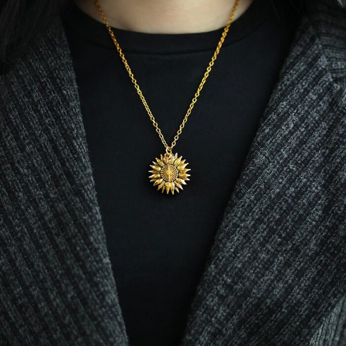 "You Are My Sunshine" Open Locket Sunflower Necklace - Image 5